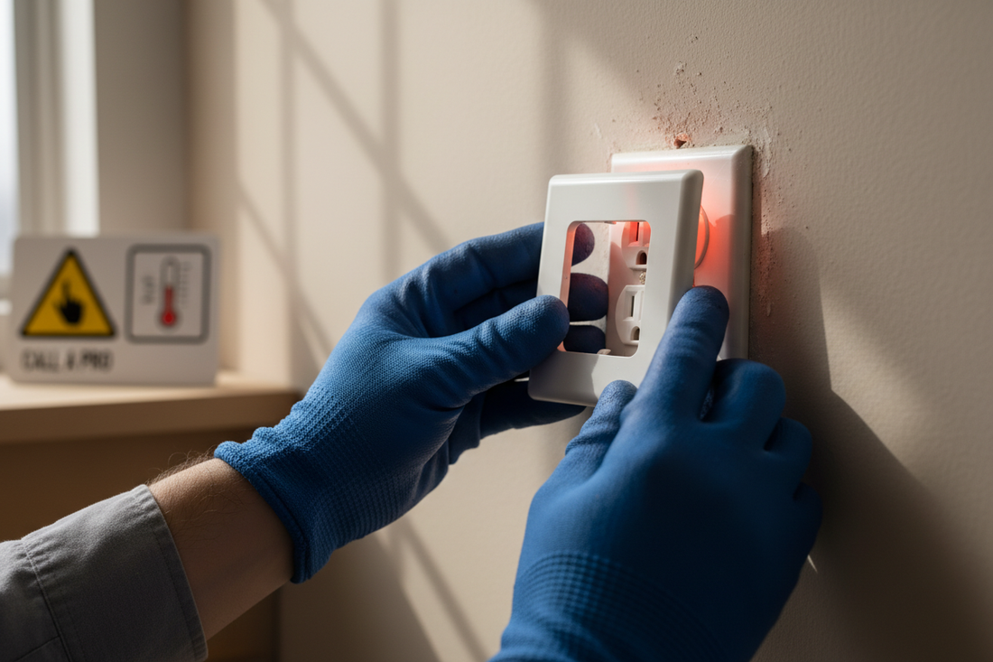 Problem photo – Loose electrical outlet or warm cover plate (safety signs, when to call a pro)